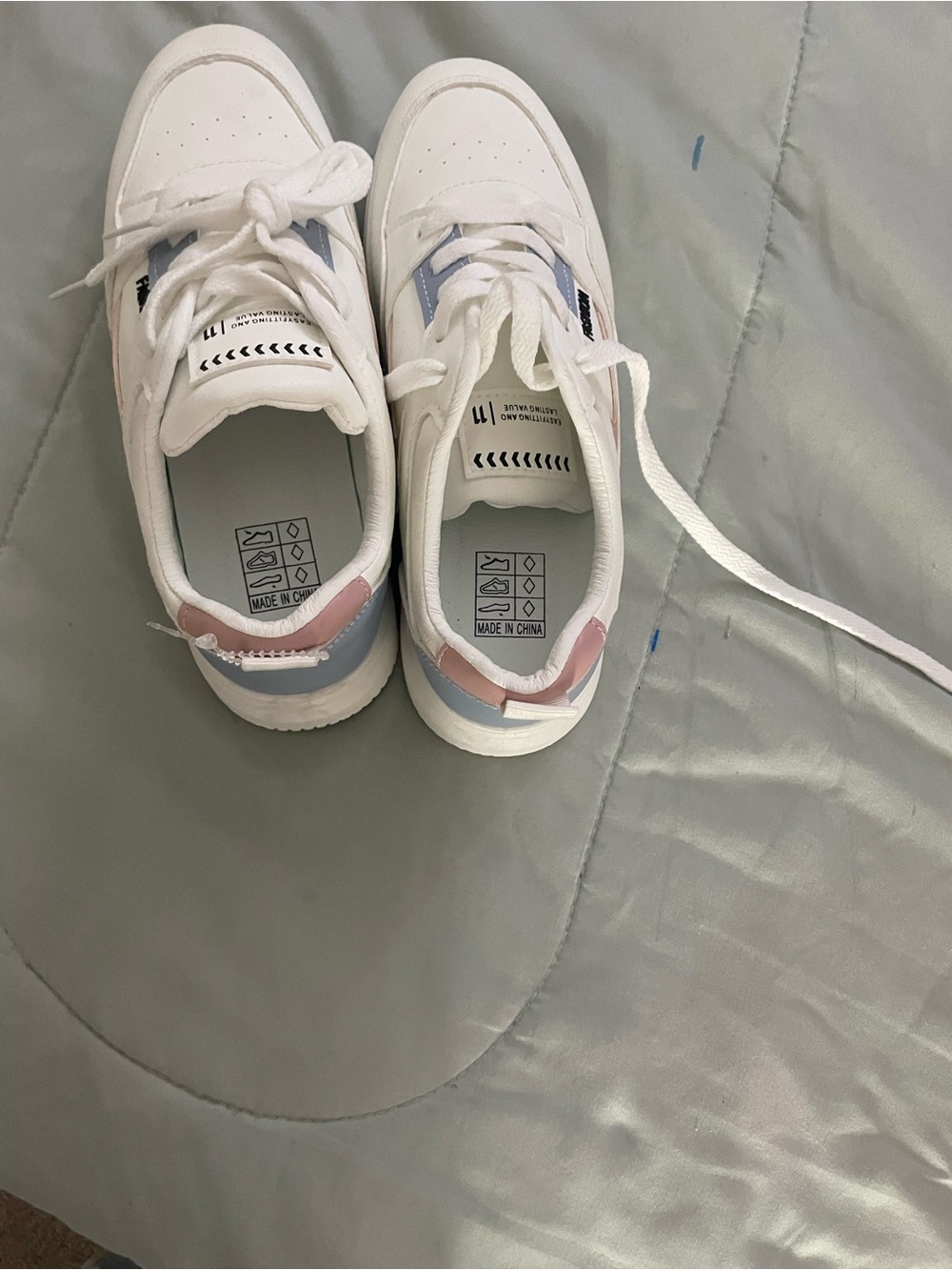 Kids White Sneakers with Pink & Blue Accents - Comfortable Everyday Shoes